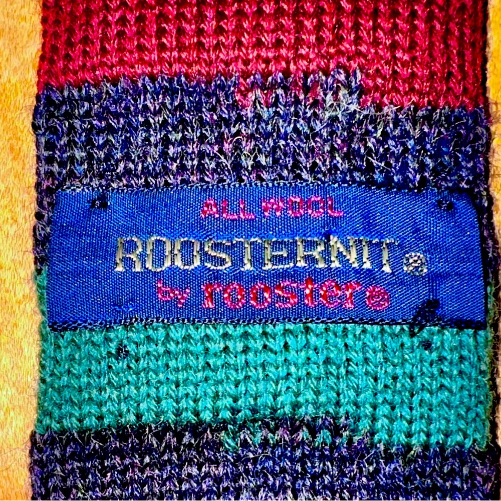 Rooster knit wool tie excellent condition vintage
